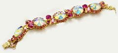 Pink Oval Rivoli/Margarita Bracelet 5 Link