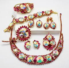 Pink Oval Rivoli/Margarita Necklace