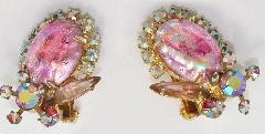 Pink Cabochons Multi-Color/Shaded Earrings Clip