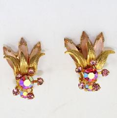 Pink Navettes Frosted Earrings Clip
