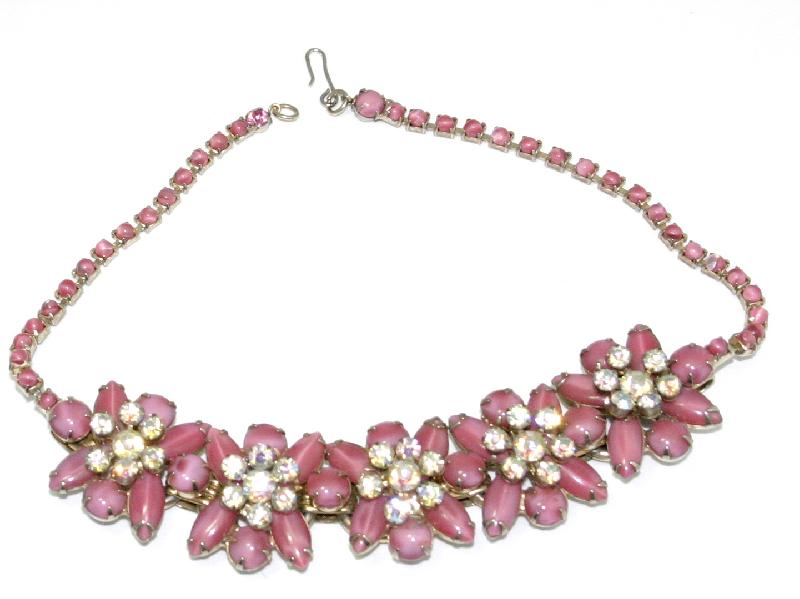 Front view of Pink Navettes Necklace