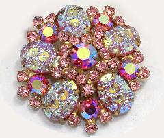 Pink Cabochons Molded/Cut Brooch