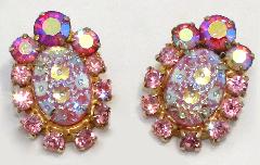 Pink Cabochons Molded/Cut Earrings Clip