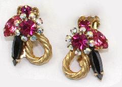 Pink Navettes Earrings Clip