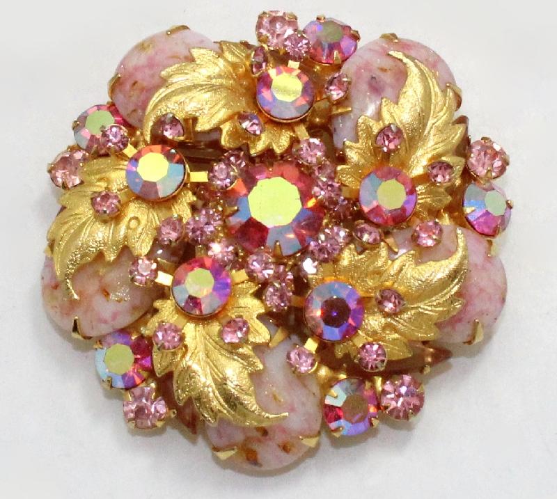Front view of Pink Pear Spotted Pin Pendant