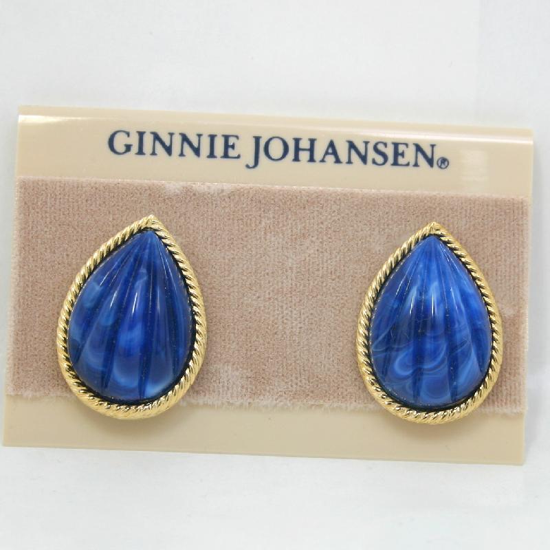 Front view of Blue Pear Molded/Cut Earrings Clip