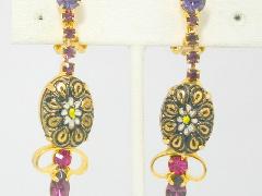 Multiple Colors Cabochons Molded/Cut Earrings Clip