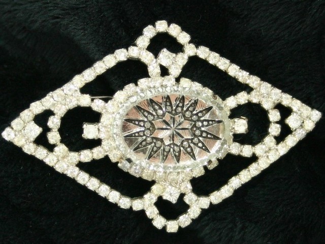 Front view of Clear Chatons Only Molded/Cut Brooch