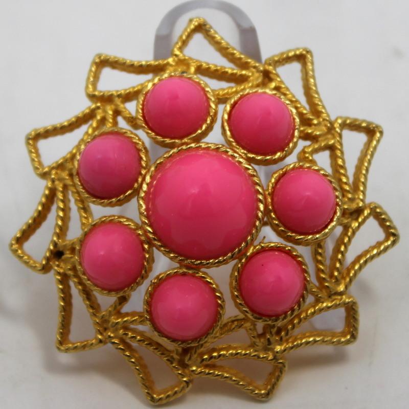 Front view of Pink Cabochons Brooch