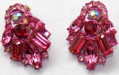 Pink Baguettes Earrings Clip