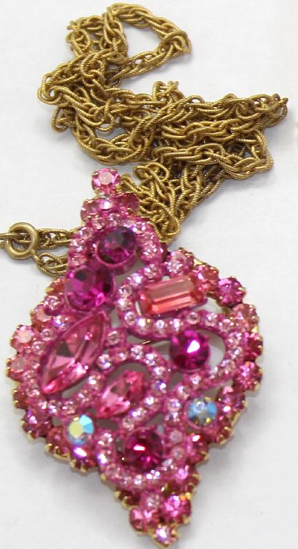 Front view of Pink Baguettes Pin Pendant