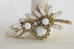 White (chalk Or Milk) Navettes Brooch