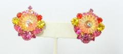 Pink Navettes Rivoli/Margarita Earrings Clip