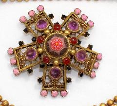Pink Cabochons Molded/Cut Brooch