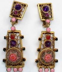 Pink Cabochons Molded/Cut Earrings Clip