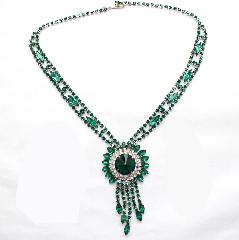 Green Navettes Rivoli/Margarita Necklace