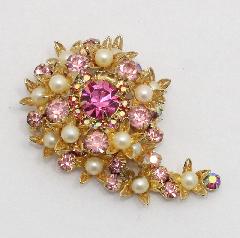 Pink Chatons Only Pearl Brooch