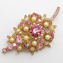 Pink Chatons Only Pearl Brooch