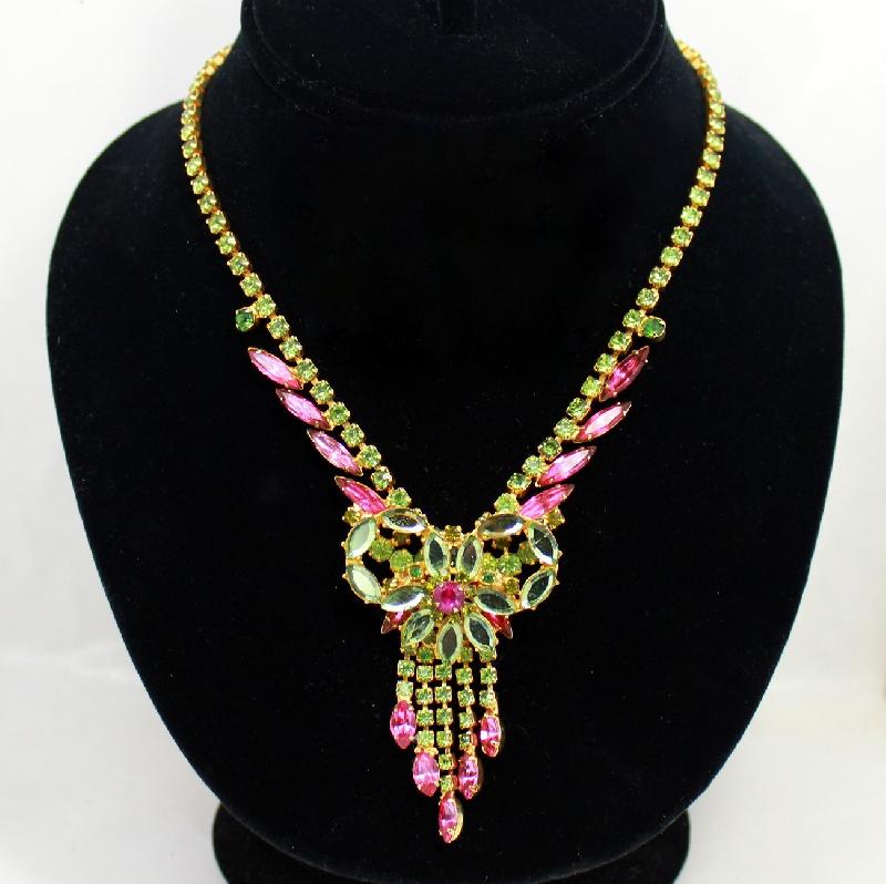 Front view of Green Navettes Necklace