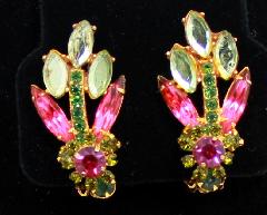 Green Navettes Earrings Clip