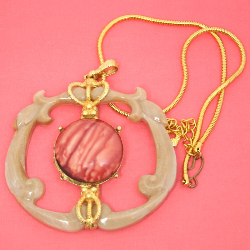 Front view of Pink Chatons Only Plastic Pendant