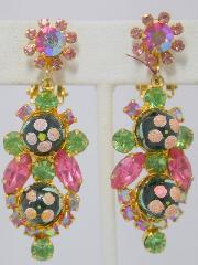 Pink Navettes Painted (hand/Transfer) Earrings Clip