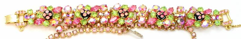 Front view of Pink Navettes Painted (hand/Transfer) Bracelet 5 Link