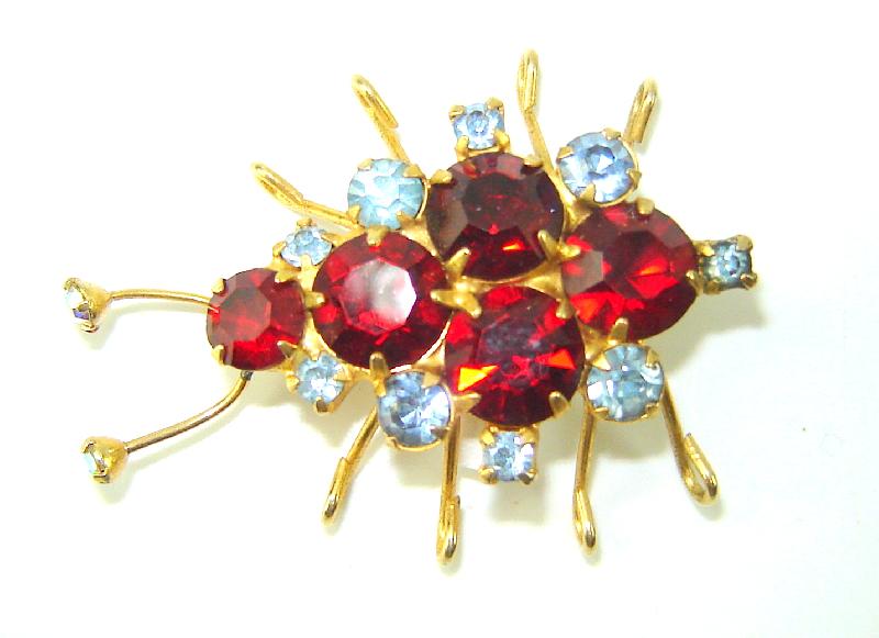 Front view of Red Chatons Only Brooch