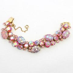 Pink Cabochons Molded/Cut Bracelet 5 Link