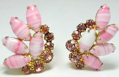 Pink Navettes Striped Earrings Clip