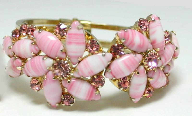 Front view of Pink Navettes Striped Bracelet Clamper