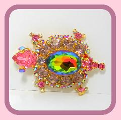 Pink Oval Multi-Color/Shaded Brooch