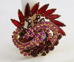 Red Navettes Brooch