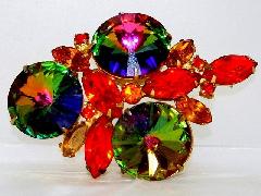 Orange Navettes Rivoli/Margarita Brooch