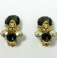 Black (jet) Chatons Only Earrings Clip