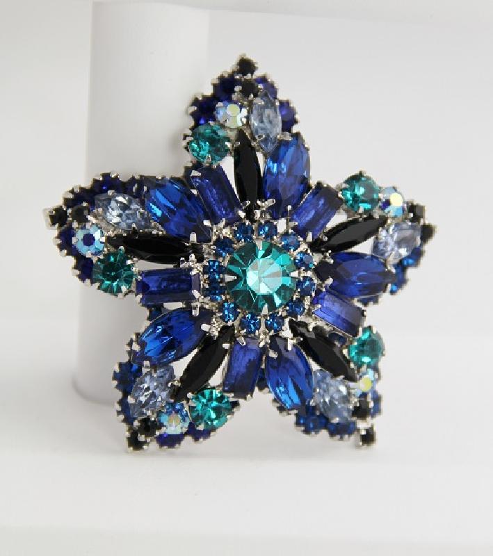 Front view of Blue Baguettes Brooch