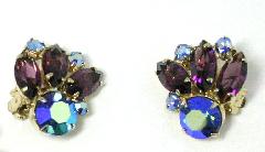 Purple (cardinal) Navettes Earrings Clip
