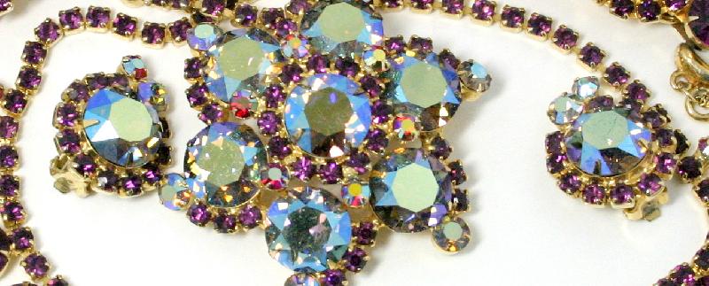 Front view of Purple (cardinal) Chatons Only Earrings Clip