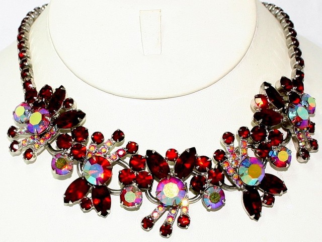 Front view of Red Navettes Necklace