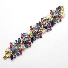 Blue Cabochons Painted (hand/Transfer) Bracelet 5 Link