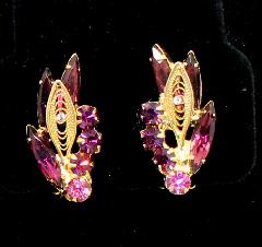 Purple (cardinal) Navettes Earrings Clip