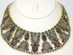 Purple (cardinal) Cabochons Molded/Cut Necklace
