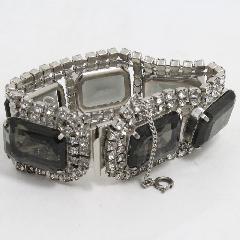 Gray (black Diamond) Emerald Cut Bracelet Flat Push In