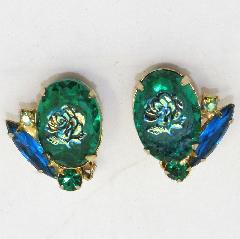 Green Navettes Earrings Clip