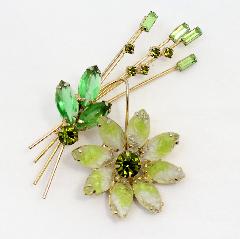 Green Baguettes Givre Brooch