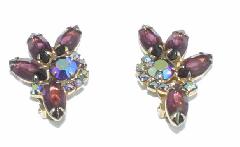 Purple (cardinal) Navettes Earrings Clip