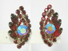 Red Navettes Earrings Clip