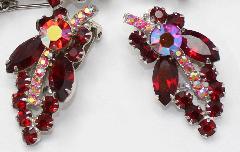Red Navettes Earrings Clip