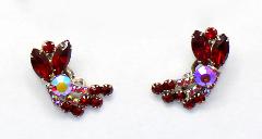 Red Navettes Earrings Clip