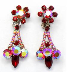 Red Navettes Earrings Clip
